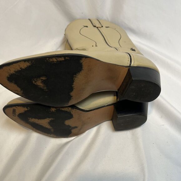 Capezio Cowboy Boots Leather Vintage 1970's Cream with Black Arrow Size 7.5 - Picture 14 of 14